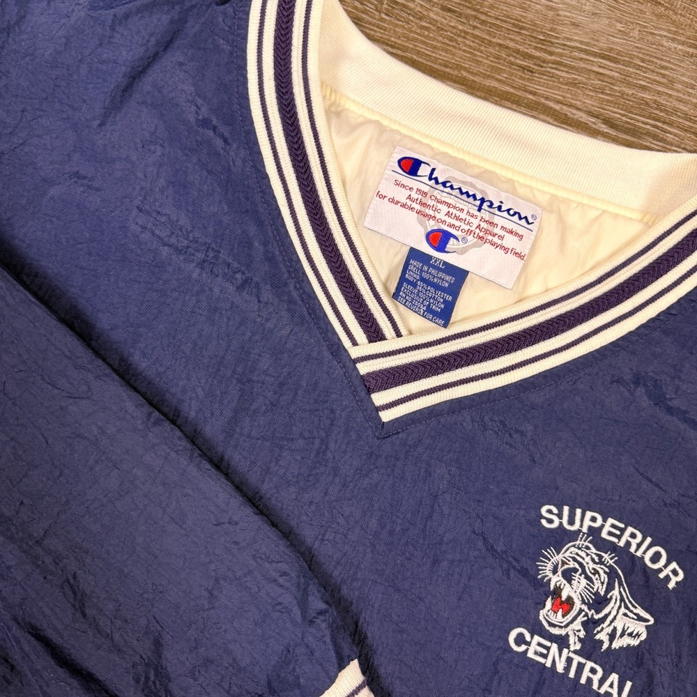 Vtg 90s Champion Windshirt Pullover 2XL Superior Central Eben Junction, MI